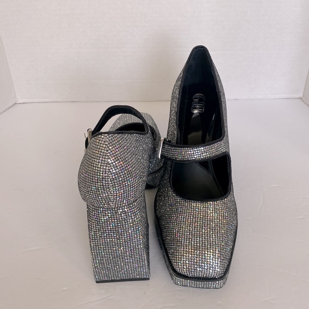 Gianni Bini GB Night Glitter Sparkly Disco Ball Platform Mary Jane Pumps Size 8 - Picture 6 of 7